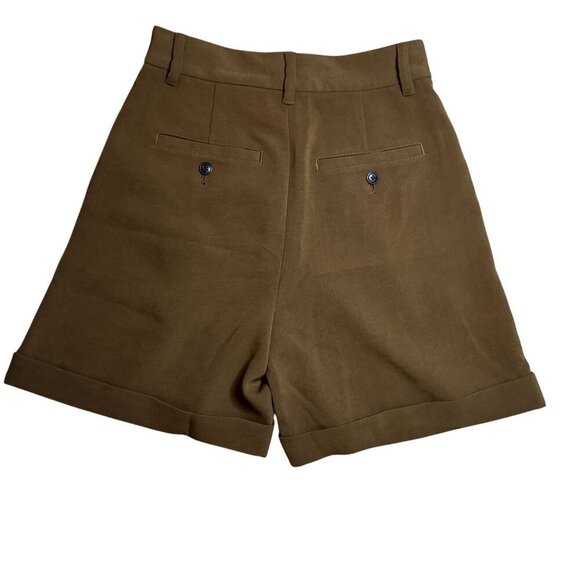 Madewell Womens The Harlow Shorts High-Waisted Twill Pleated Brown Size 0 NWOT - Picture 2 of 7
